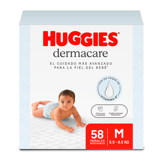 Pañales Huggies Dermacare Talla M, 58 uds